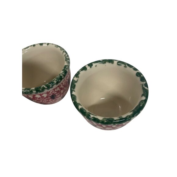 Henn Pottery Handpainted Ceramic Custard Cups Watermelon Spongeware - Picture 3 of 6
